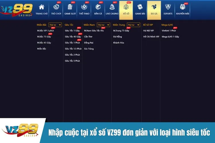 Nhập cuộc tại xổ số VZ99 đơn giản với loại hình siêu tốc