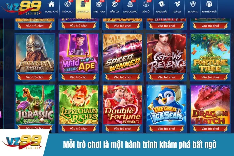 Mỗi trò chơi là một hành trình khám phá bất ngờ trên nổ hũ VZ99